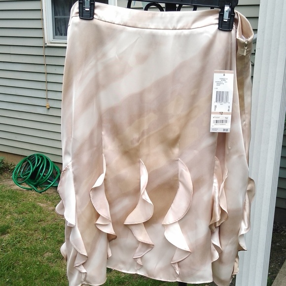 Ann Klein cream and tan ruffle skirt - Picture 7 of 7